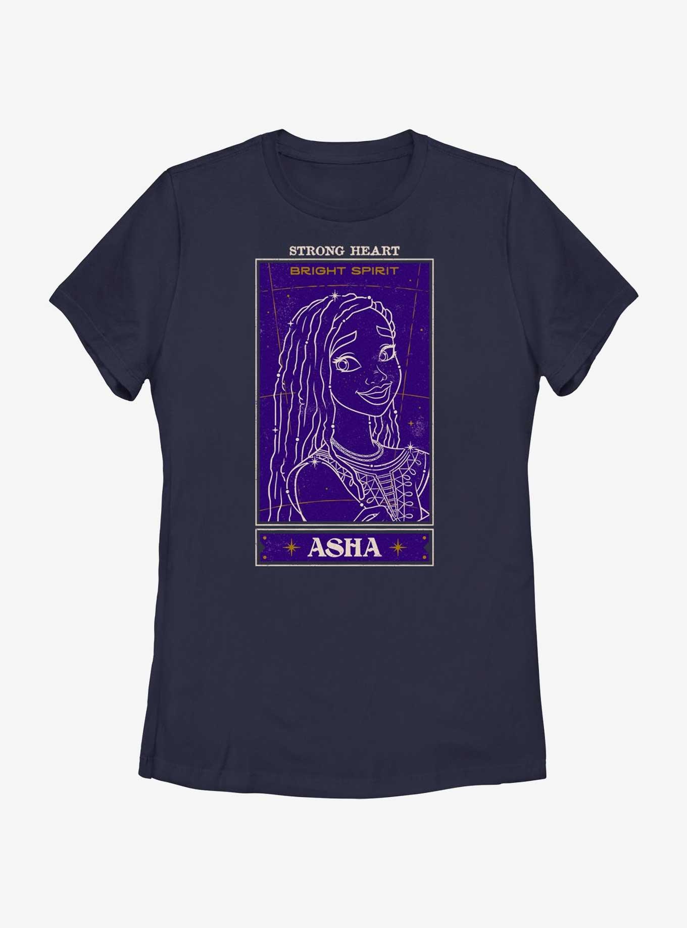 Disney Wish Strong Heart Asha Card Womens T-Shirt, NAVY, hi-res