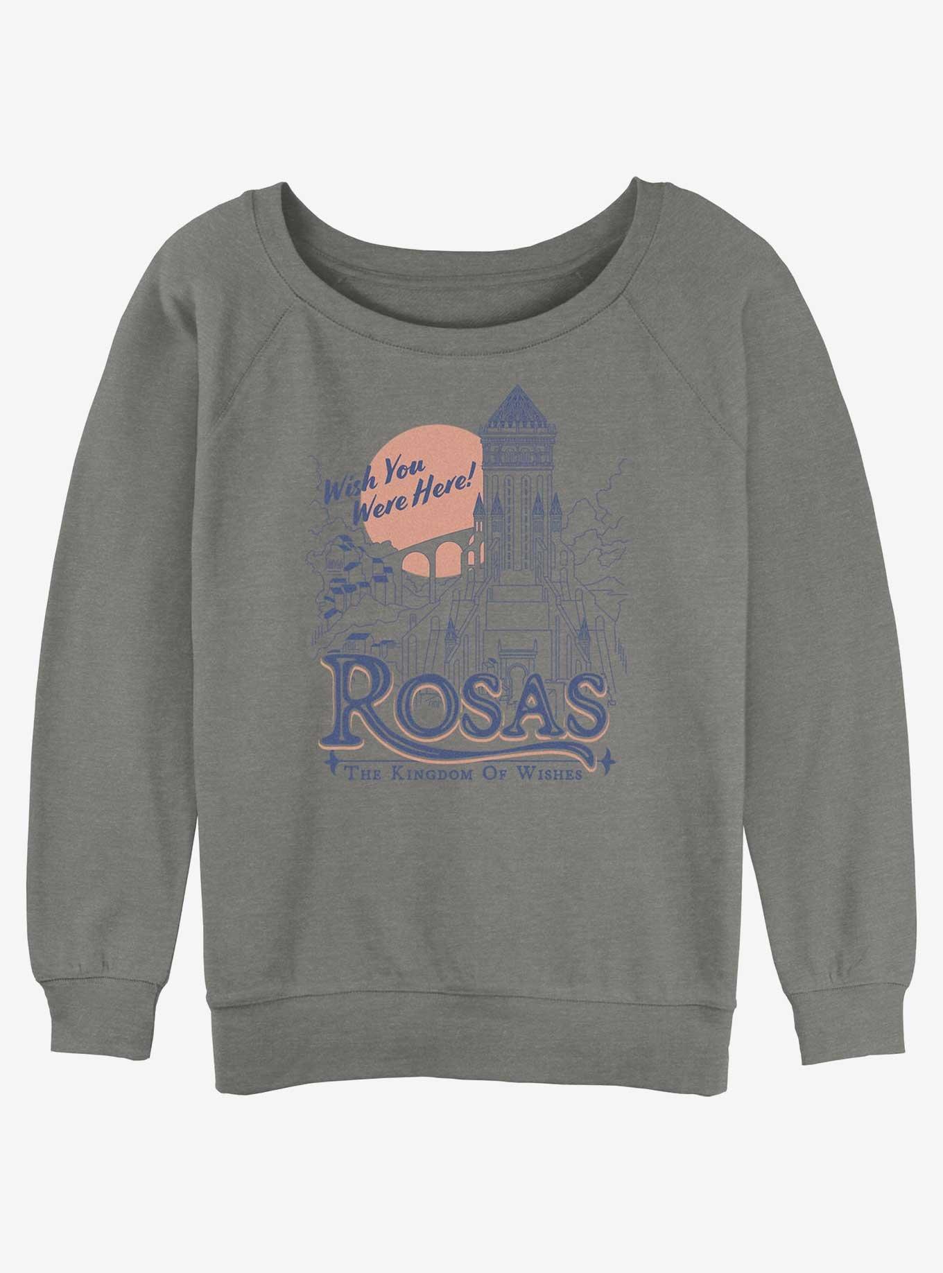 Disney Wish Rosas The Kingdom of Wishes Womens Slouchy Sweatshirt, GRAY HTR, hi-res