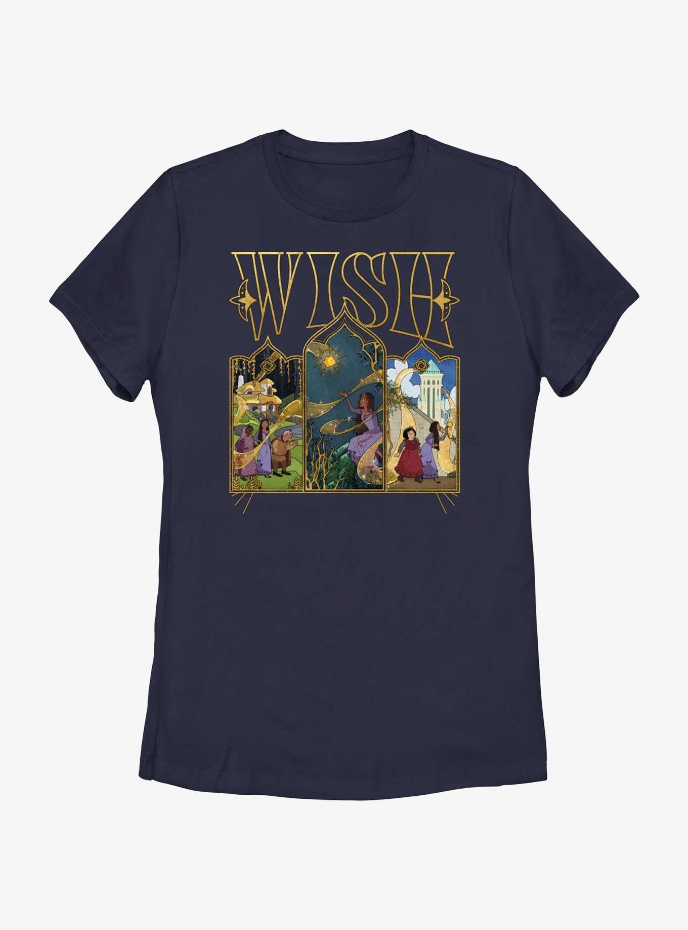 Disney Wish Triptych Art Womens T-Shirt, NAVY, hi-res