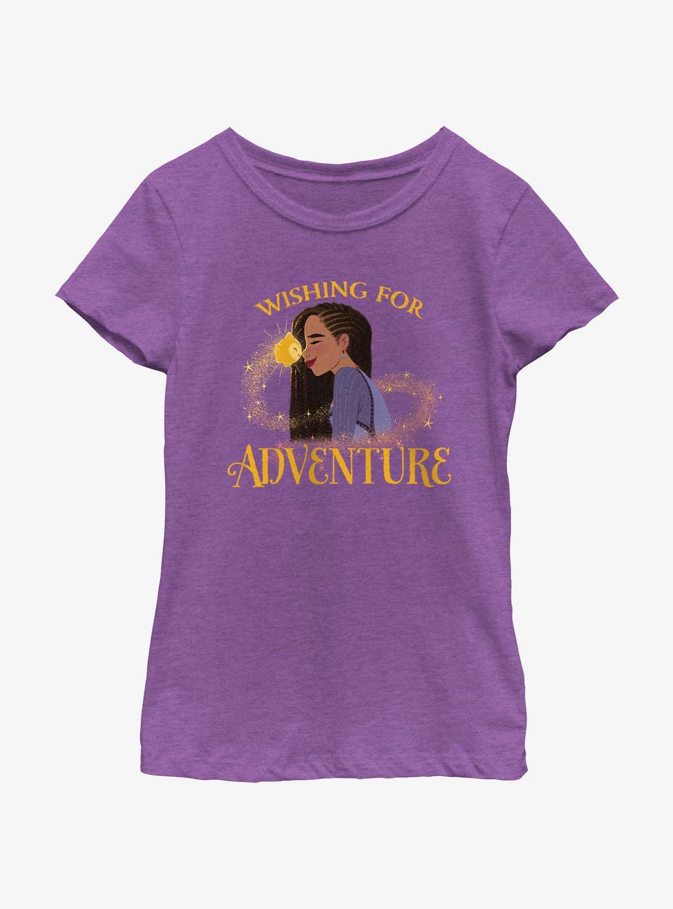 Disney Wish Asha and Star Wishing For Adventure Youth Girls T-Shirt, PURPLE BERRY, hi-res