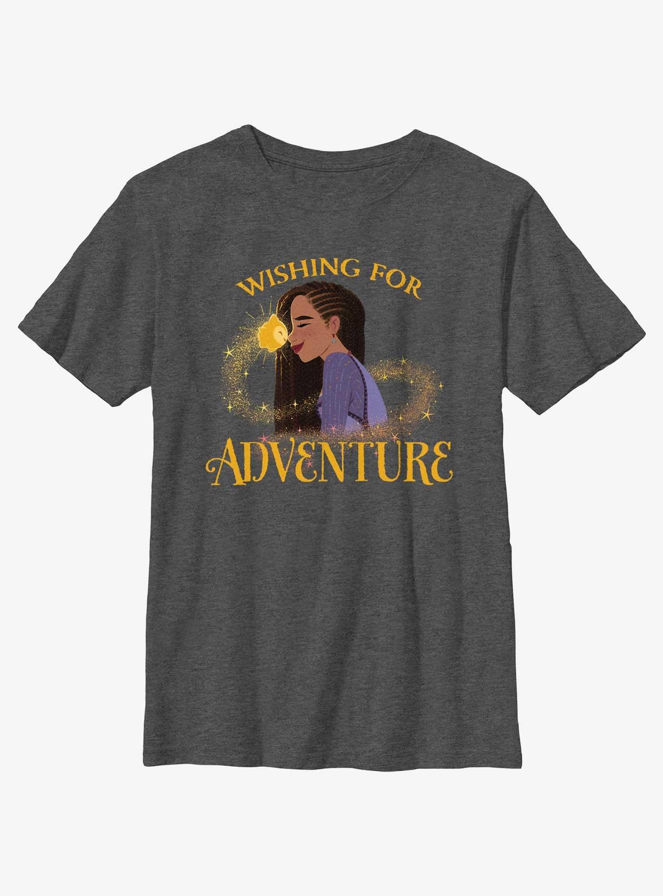 Disney Wish Asha and Star Wishing For Adventure Youth T-Shirt, CHAR HTR, hi-res