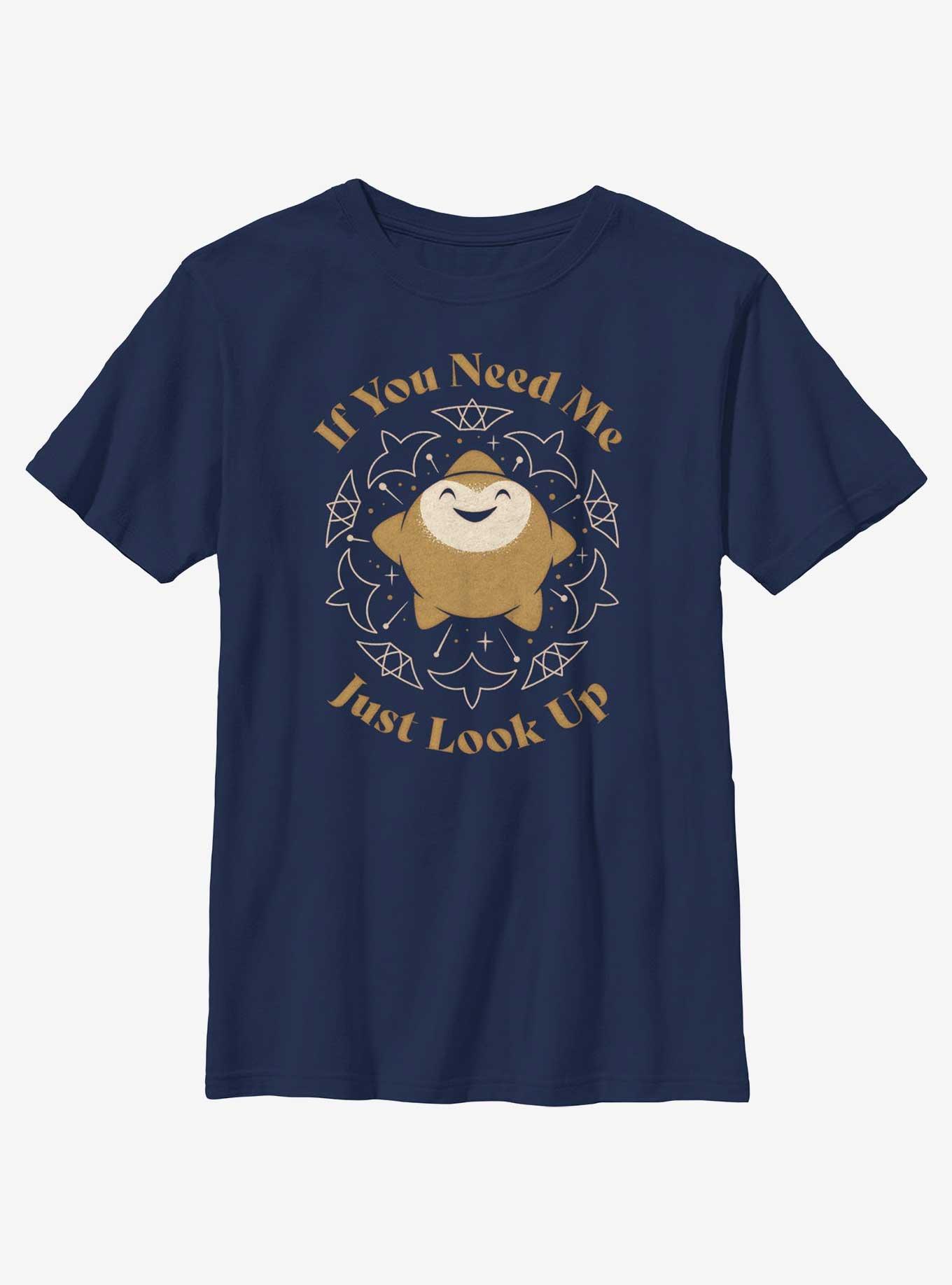 Disney Wish Star If You Need Me Just Look Up Youth T-Shirt, NAVY, hi-res