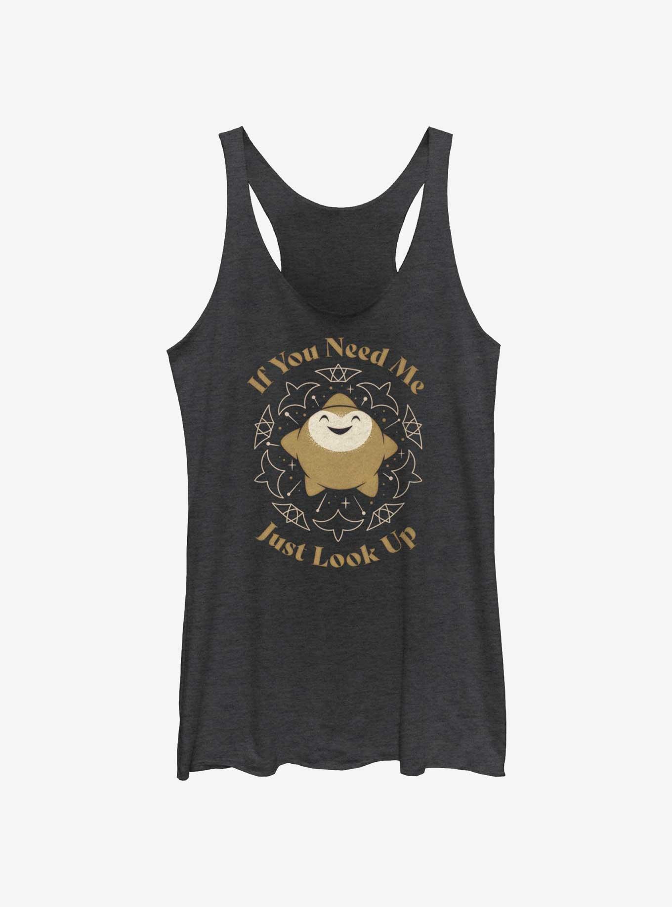 Disney Wish Star If You Need Me Just Look Up Womens Tank Top, BLK HTR, hi-res