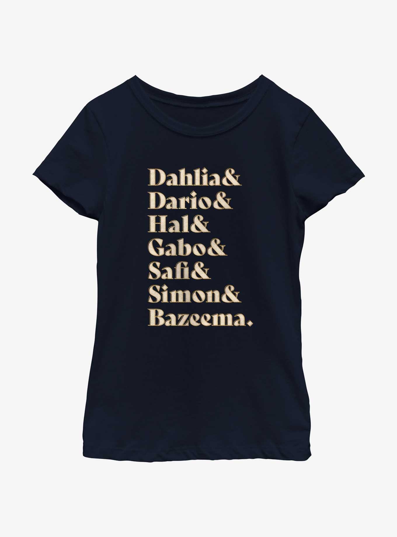 Disney Wish Dahlia & Dario & Hal & Gabo & Safi & Simon & Bazeema Youth Girls T-Shirt, NAVY, hi-res