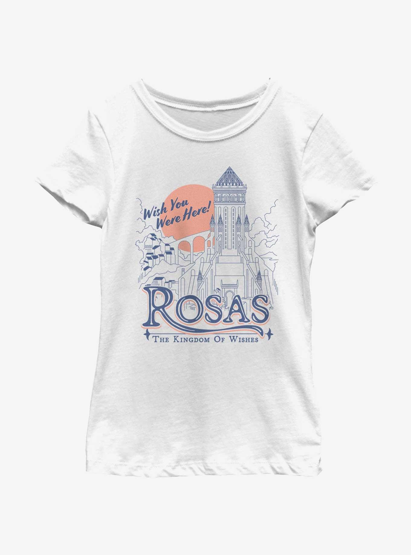 Disney Wish Rosas The Kingdom of Wishes Youth Girls T-Shirt, WHITE, hi-res