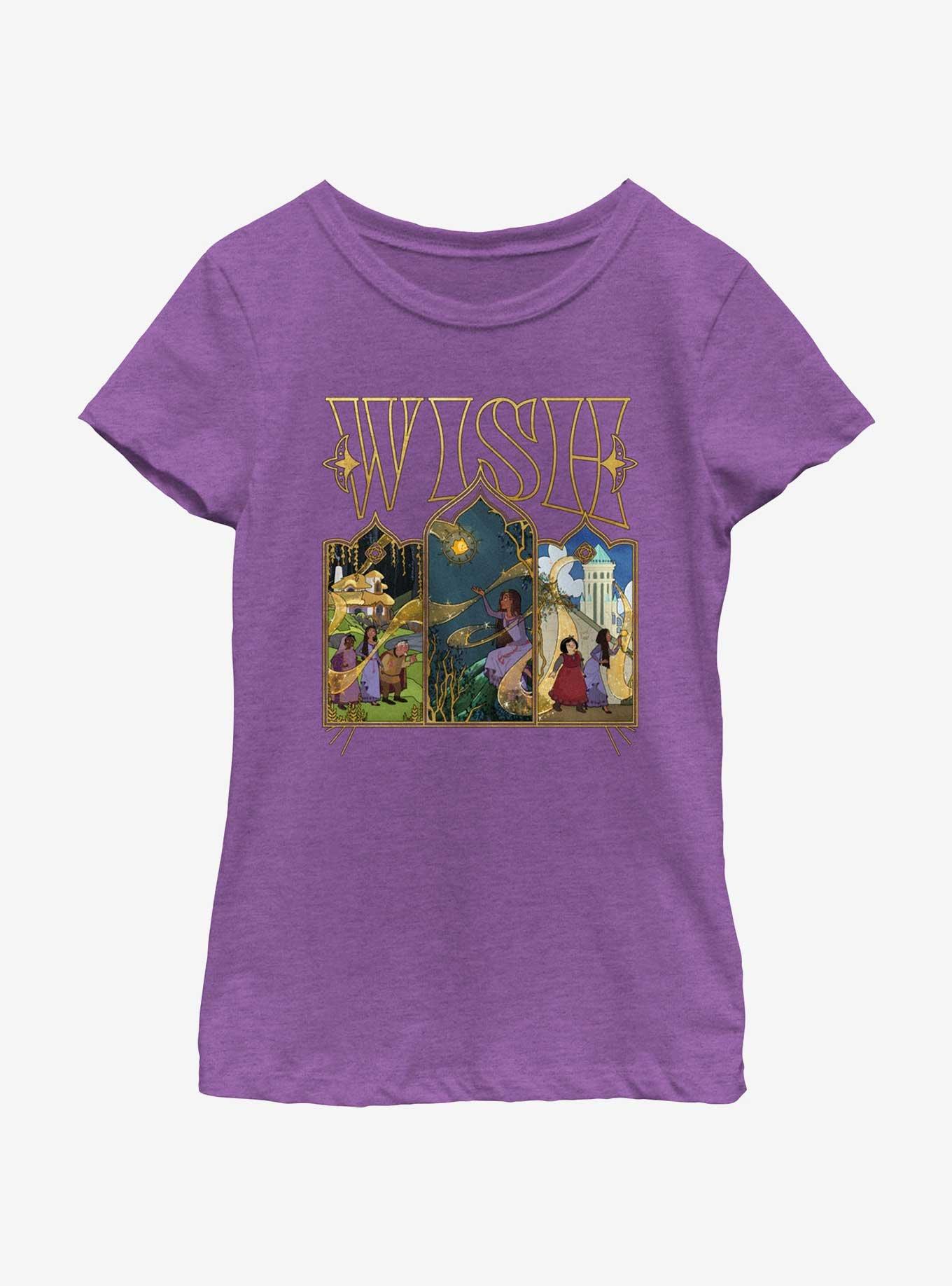 Disney Wish Triptych Art Youth Girls T-Shirt, , hi-res