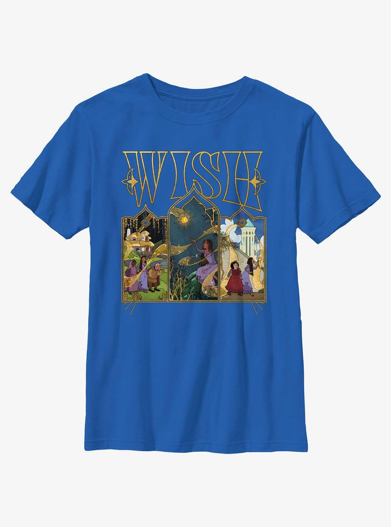 Disney Wish Triptych Art Youth T-Shirt, ROYAL, hi-res