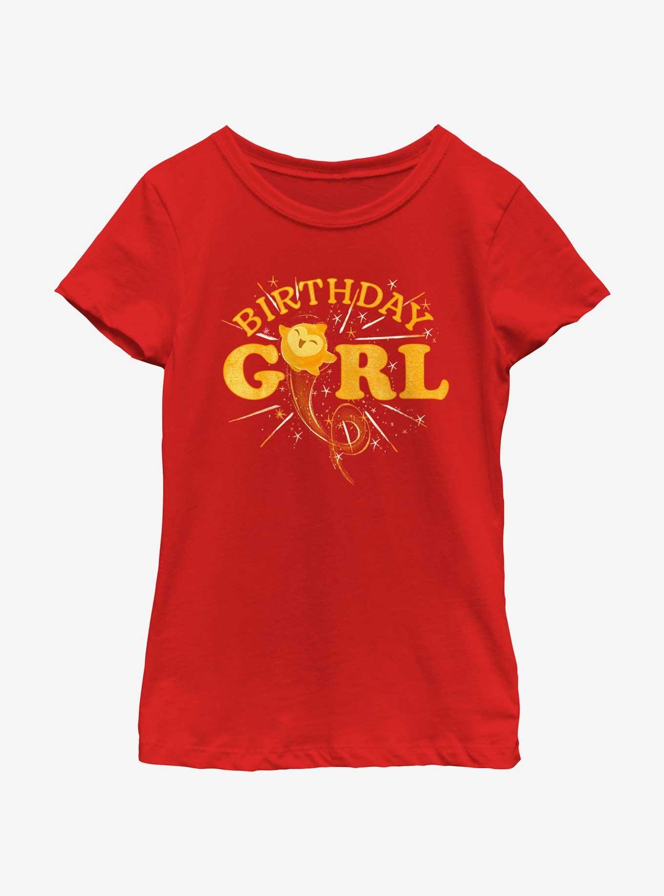 Disney Wish Star Birthday Girl Youth Girls T-Shirt, RED, hi-res