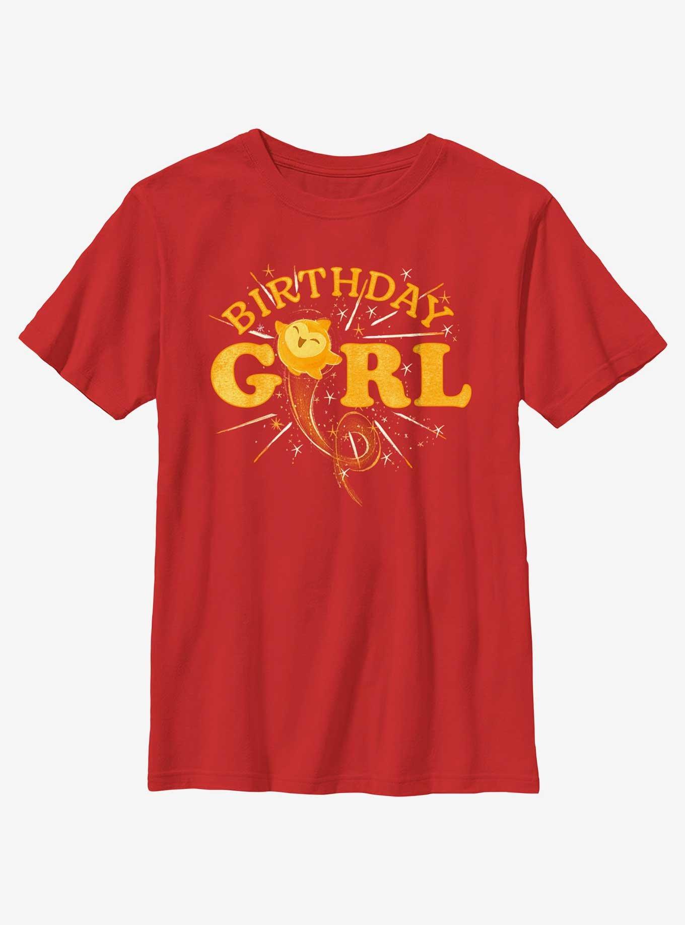 Disney Wish Star Birthday Girl Youth T-Shirt, RED, hi-res