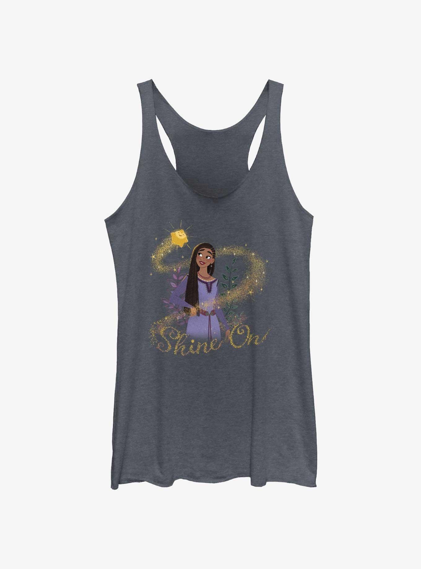 Disney Wish Shine On Asha and Star Womens Tank Top, NAVY HTR, hi-res