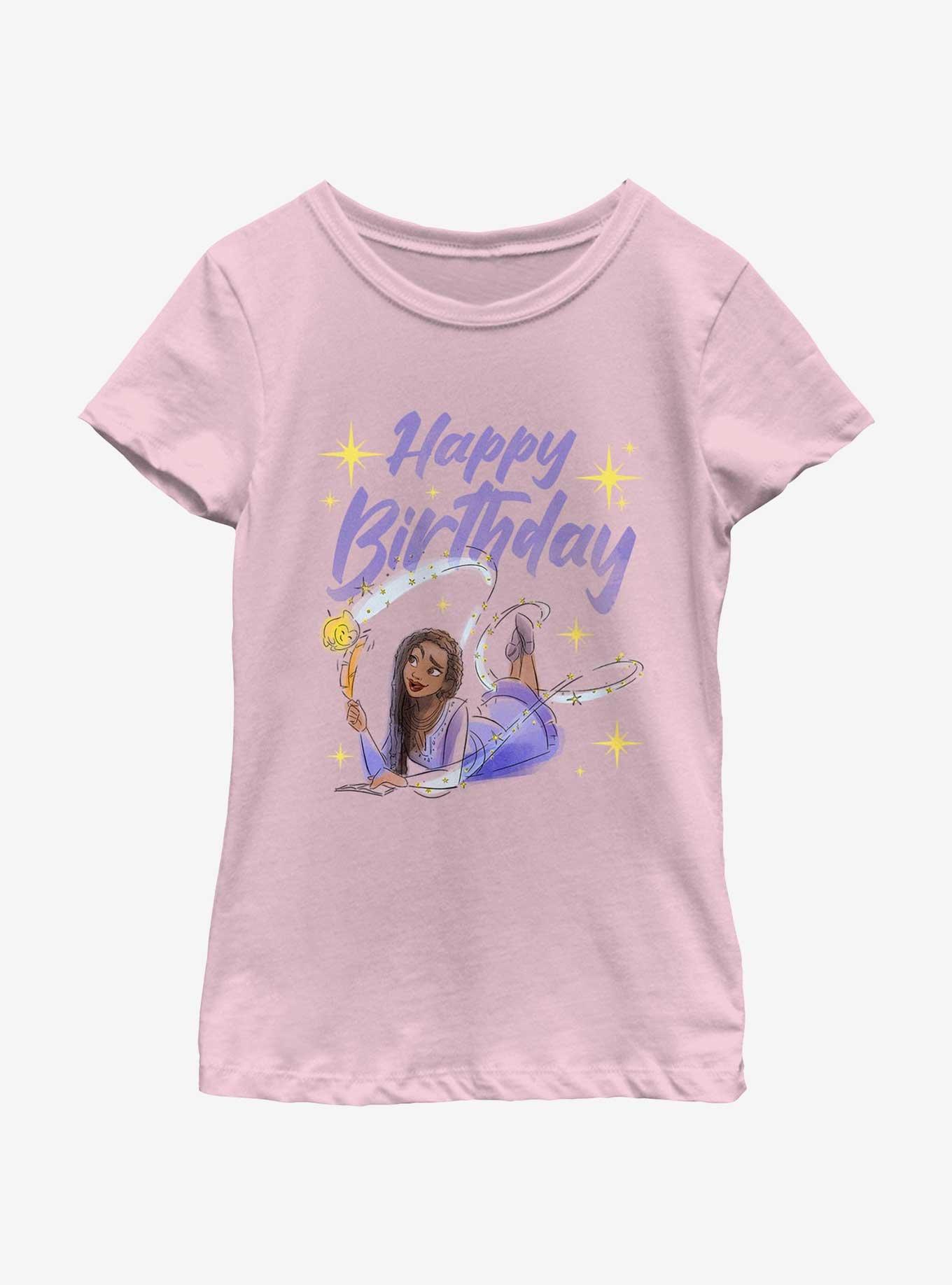 Disney Wish Happy Birthday Wish Youth Girls T-Shirt, PINK, hi-res