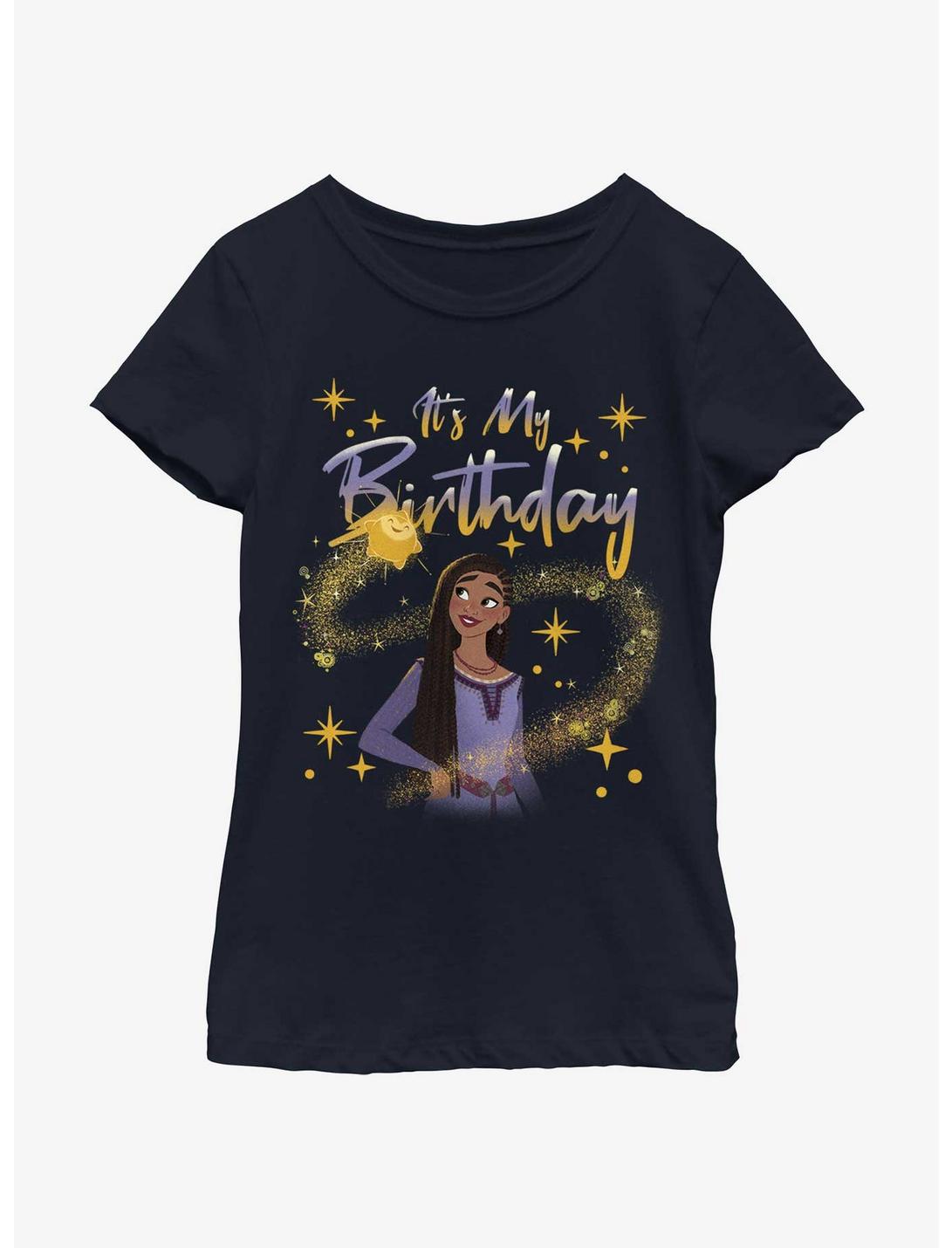 Disney Wish It's My Birthday Youth Girls T-Shirt, NAVY, hi-res