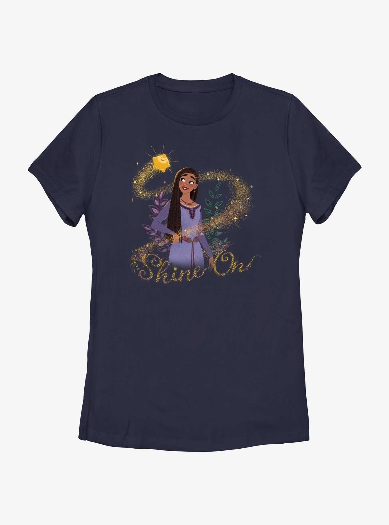 Disney Wish Shine On Asha and Star Womens T-Shirt, NAVY, hi-res