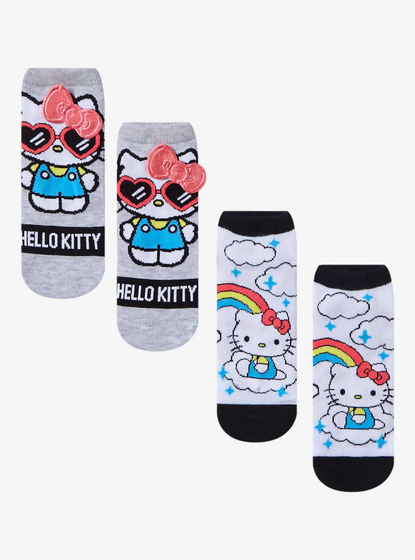 Hello Kitty Bow & Rainbow No-Show Socks 2 Pair, , hi-res