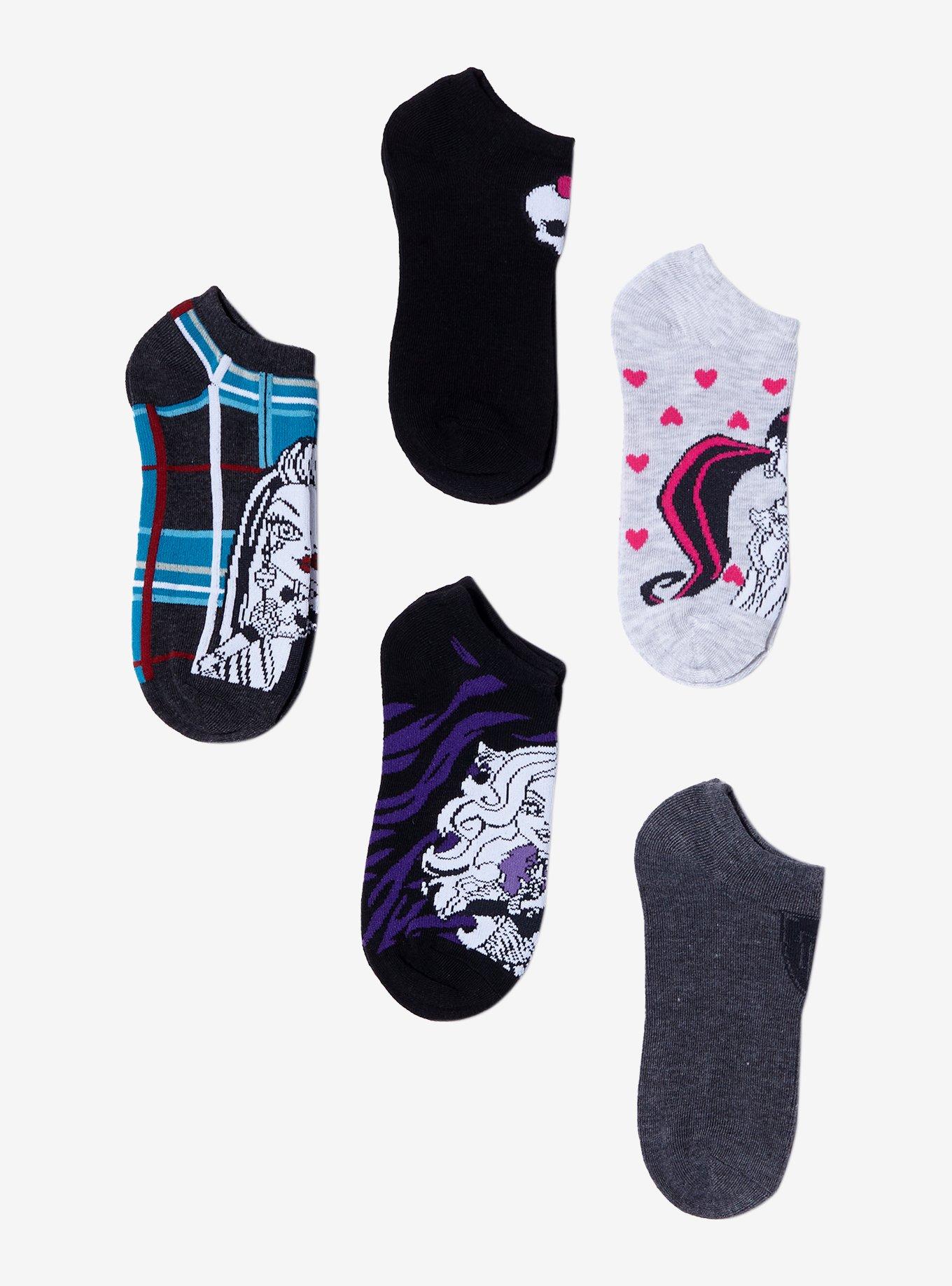 Monster High Characters No-Show Socks 5 Pair, , hi-res