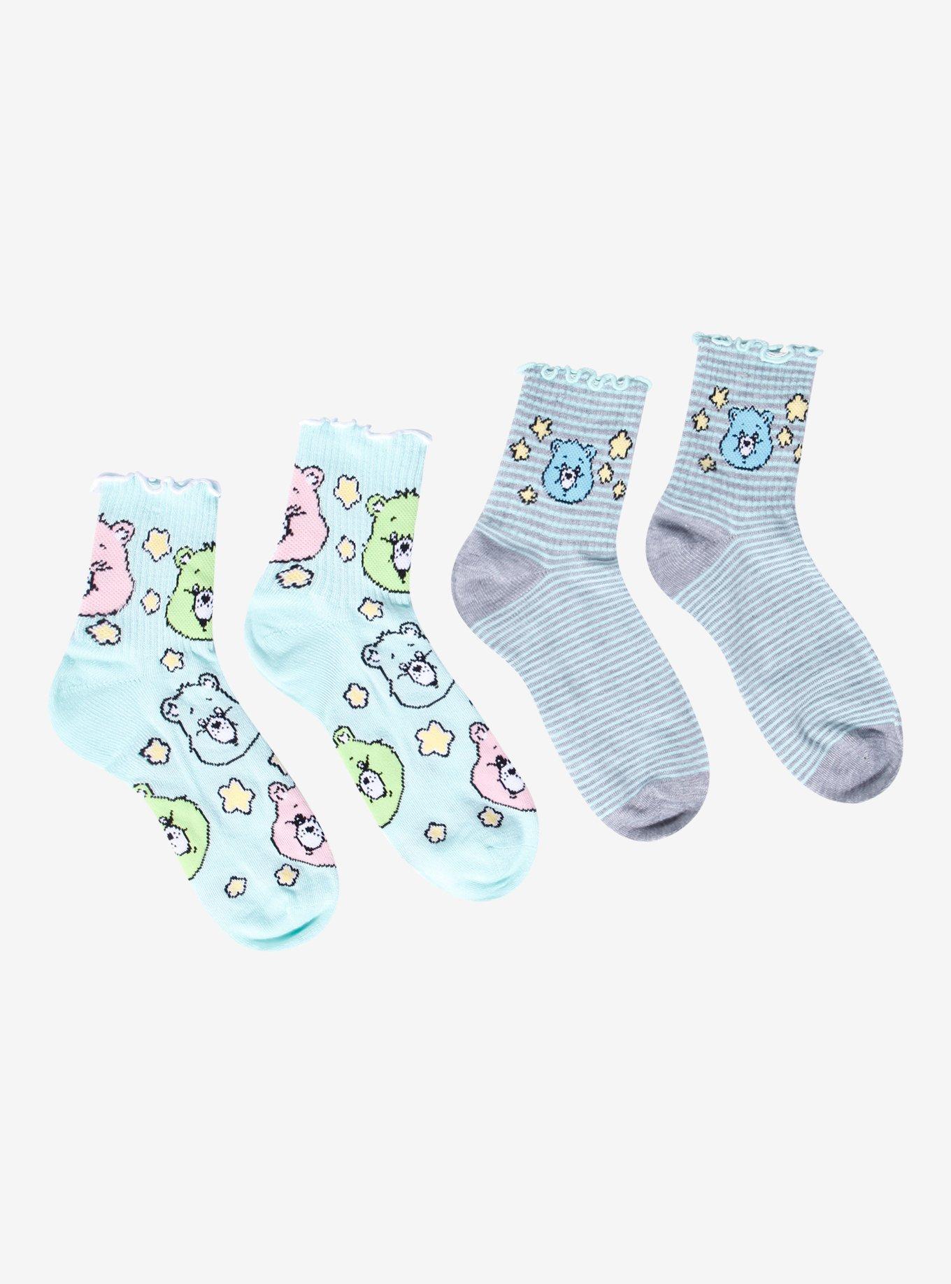 Care Bears Pastel Stars & Stripes Crew Socks 2 Pair, , hi-res