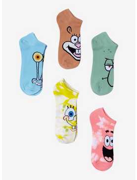 SpongeBob SquarePants Character Faces No-Show Socks 5 Pair, , hi-res