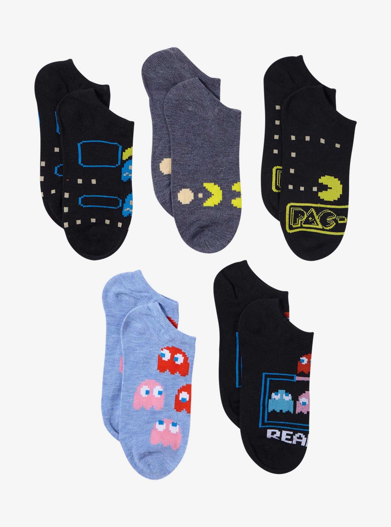 Pac-Man Retro No-Show Socks 5 Pair, , hi-res