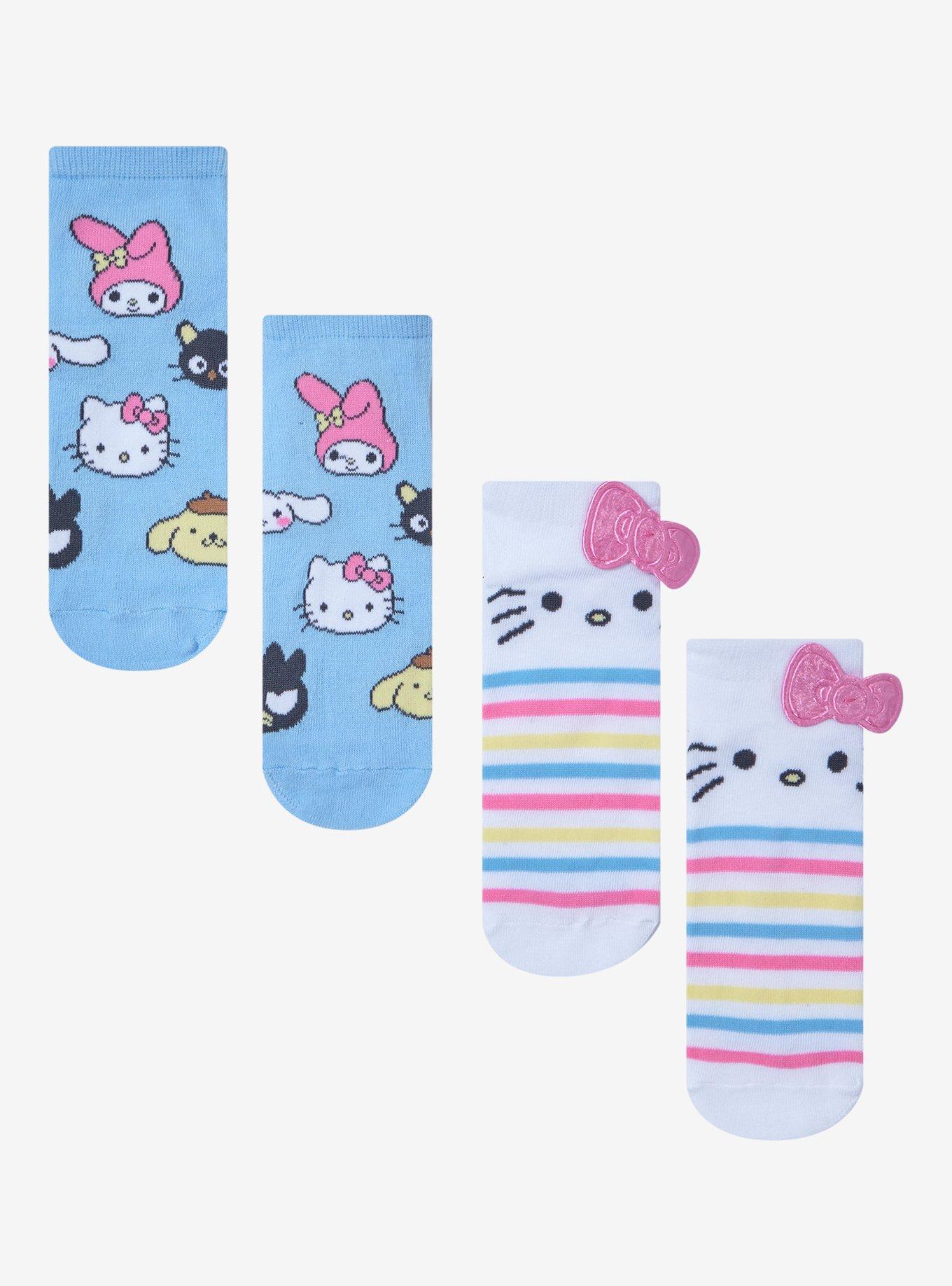 Hello Kitty And Friends Stripe Bow No-Show Socks 2 Pair
