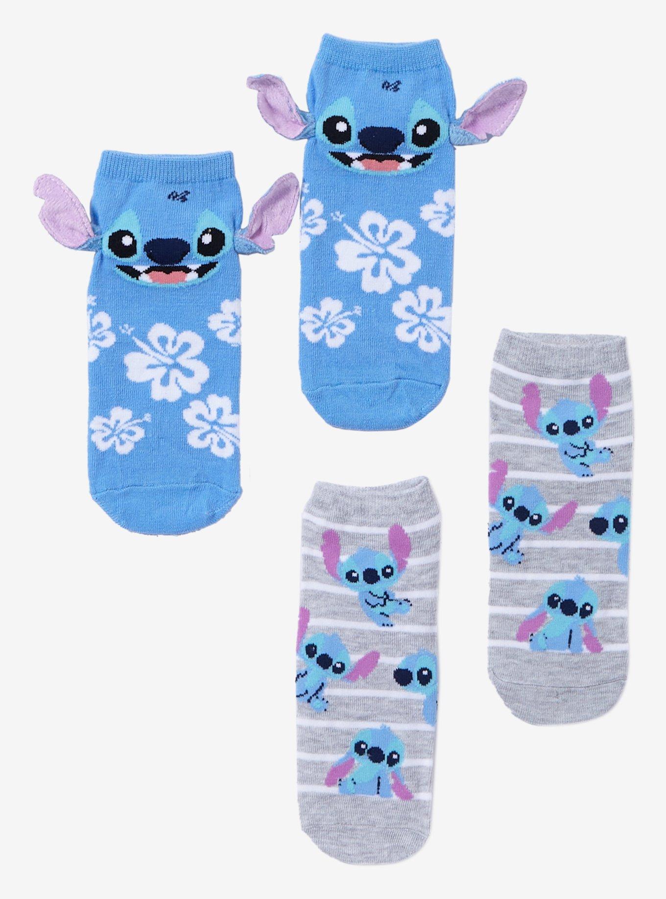 Disney Lilo & Stitch 3D Ears Stripe No-Show Socks 2 Pair