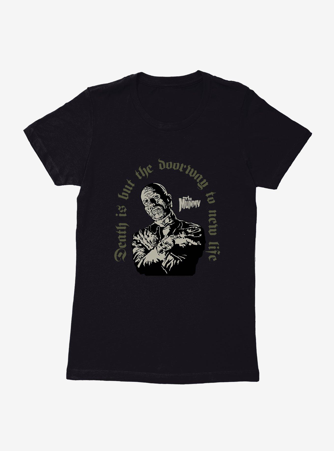 Universal Monsters The Mummy Death Is  A Doorway Womens T-Shirt, BLACK, hi-res