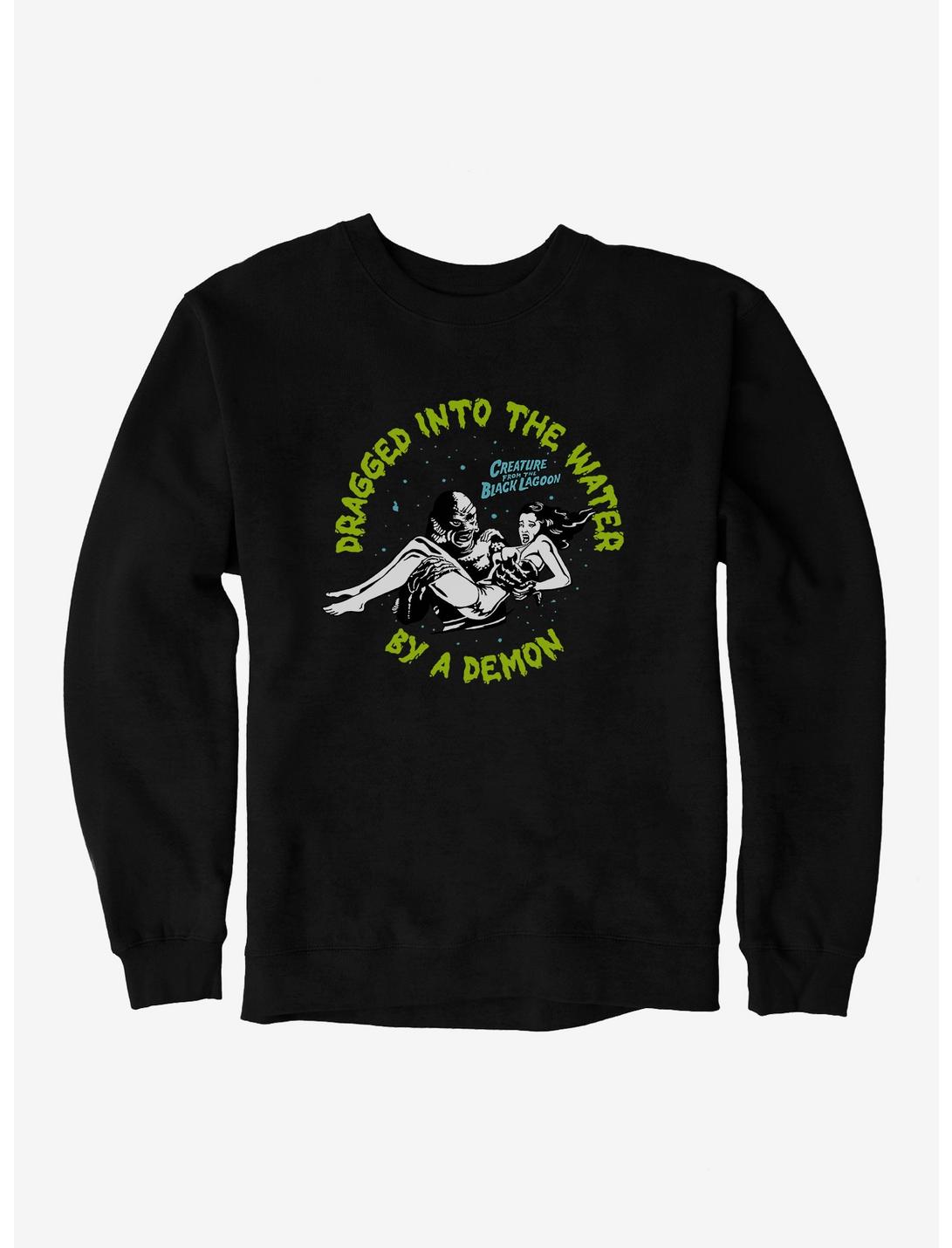 Creature From The Black Lagoon Dragged Into The Water Sweatshirt, BLACK, hi-res