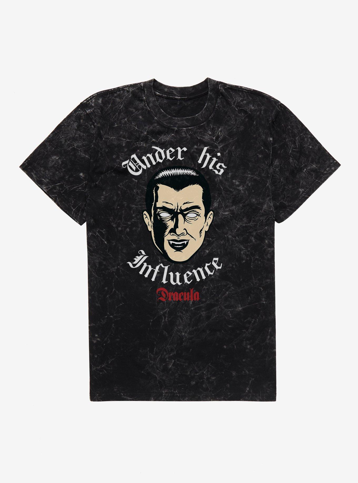 Universal Monsters Dracula Under His Influence Mineral Wash T-Shirt, BLACK MINERAL WASH, hi-res