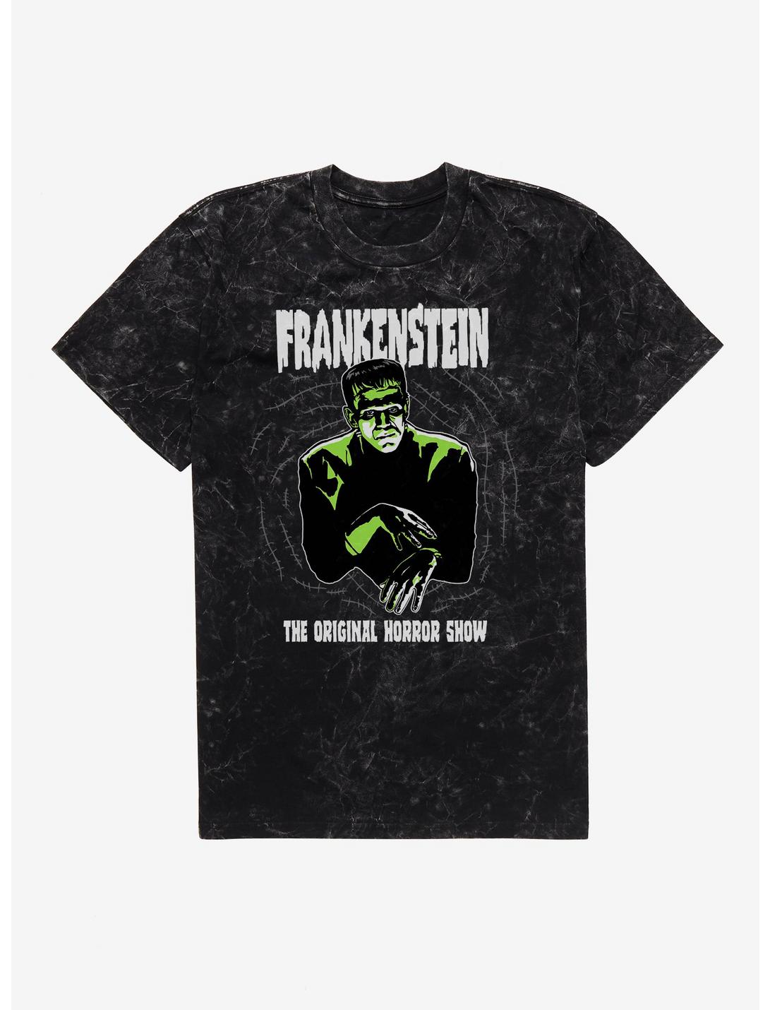 Universal Monsters Frankenstein The Original Horror Show Mineral Wash T-Shirt, BLACK MINERAL WASH, hi-res