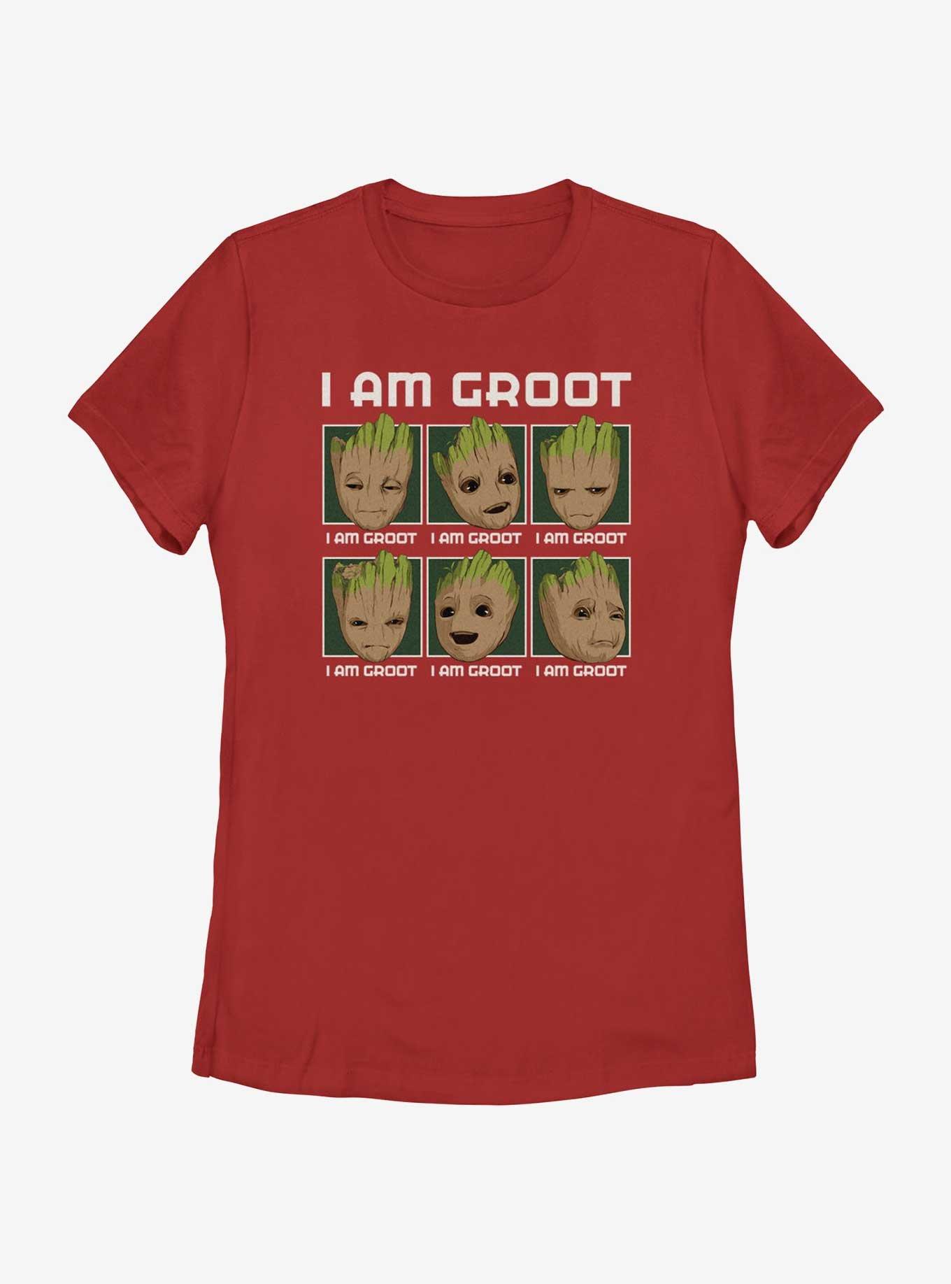 Marvel I Am Groot Expressions Womens T-Shirt, RED, hi-res