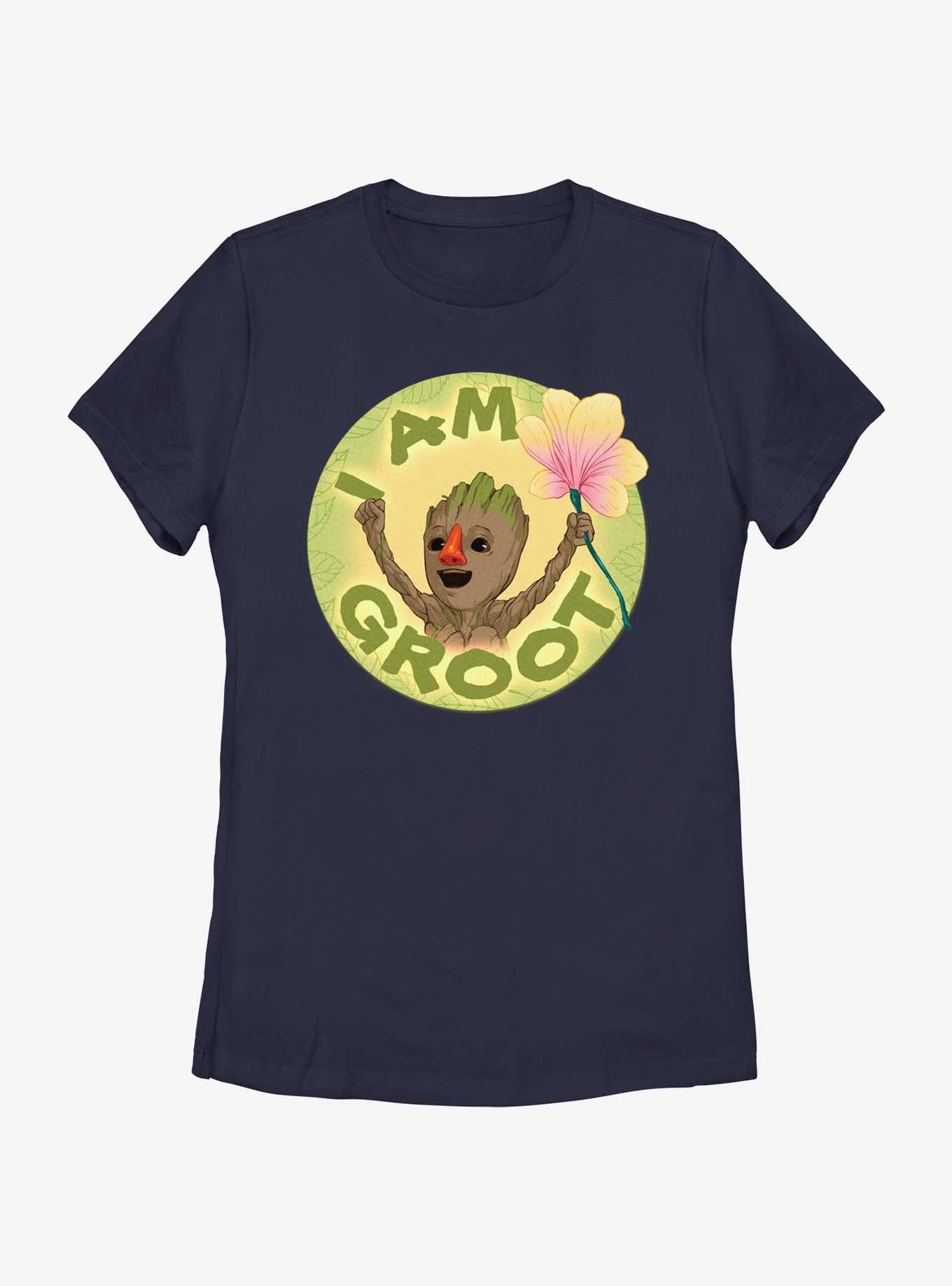 Marvel I Am Groot With Flower Womens T-Shirt, NAVY, hi-res