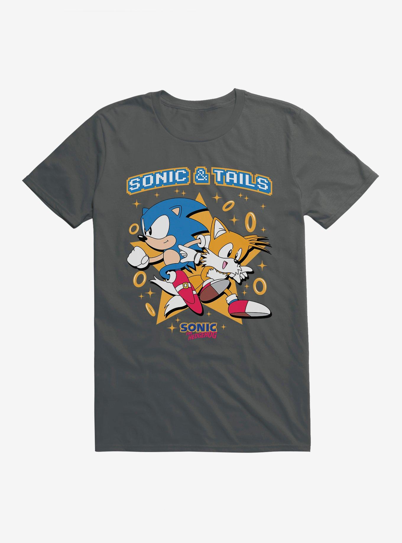 Sonic The Hedgehog Sonic And Tails Rings T-Shirt, CHARCOAL, hi-res