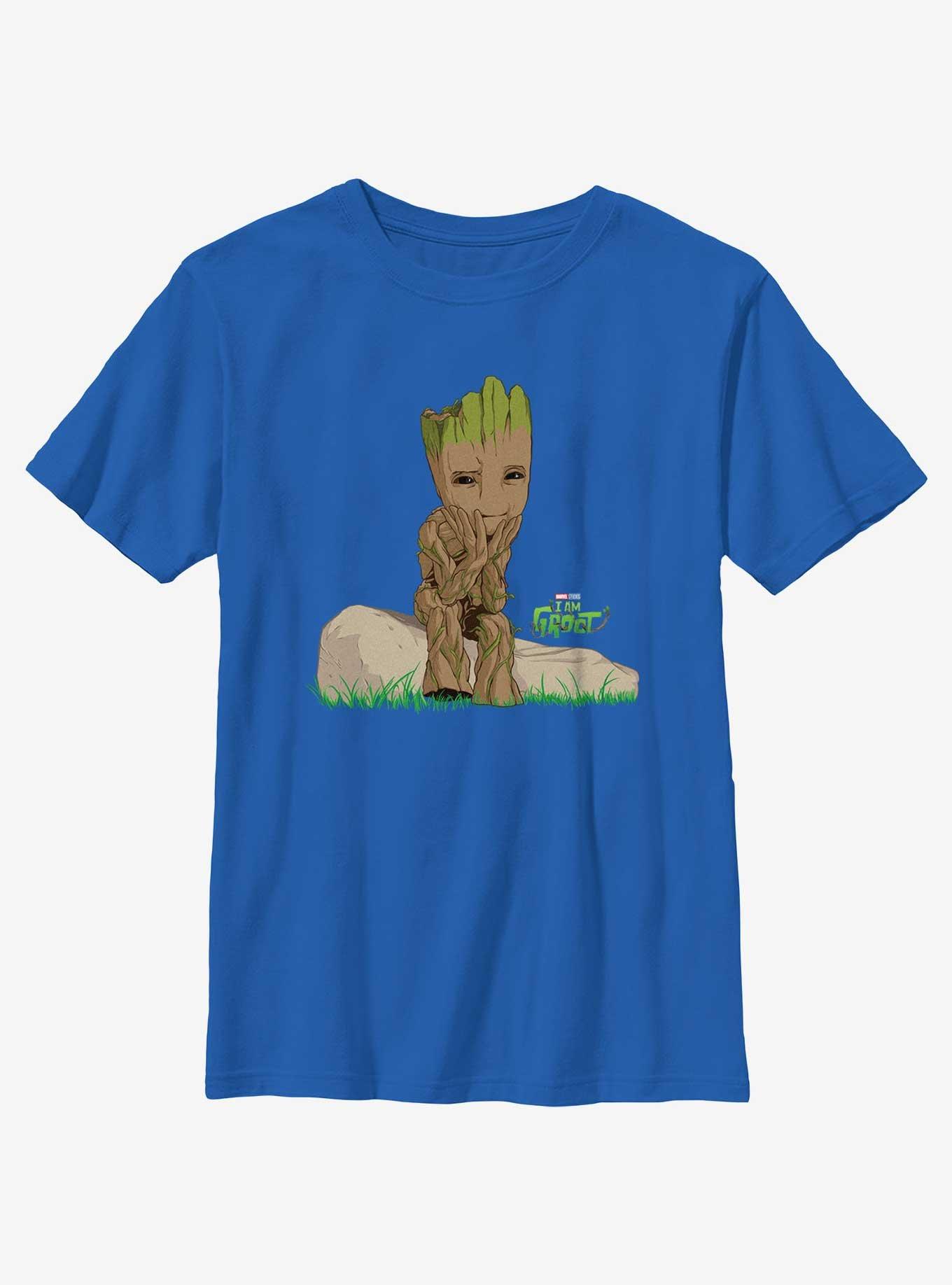 Marvel I Am Groot Thinking Youth T-Shirt, ROYAL, hi-res