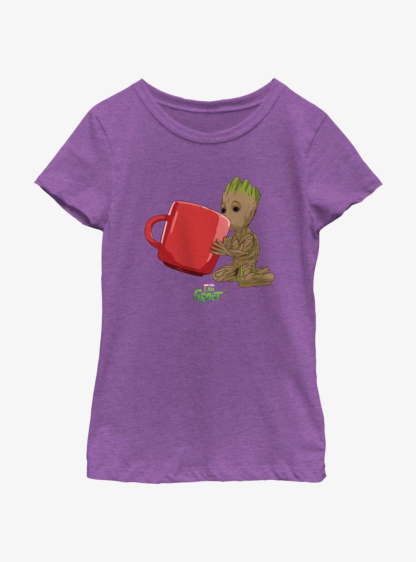 Marvel I Am Groot Drinking Youth Girls T-Shirt, PURPLE BERRY, hi-res