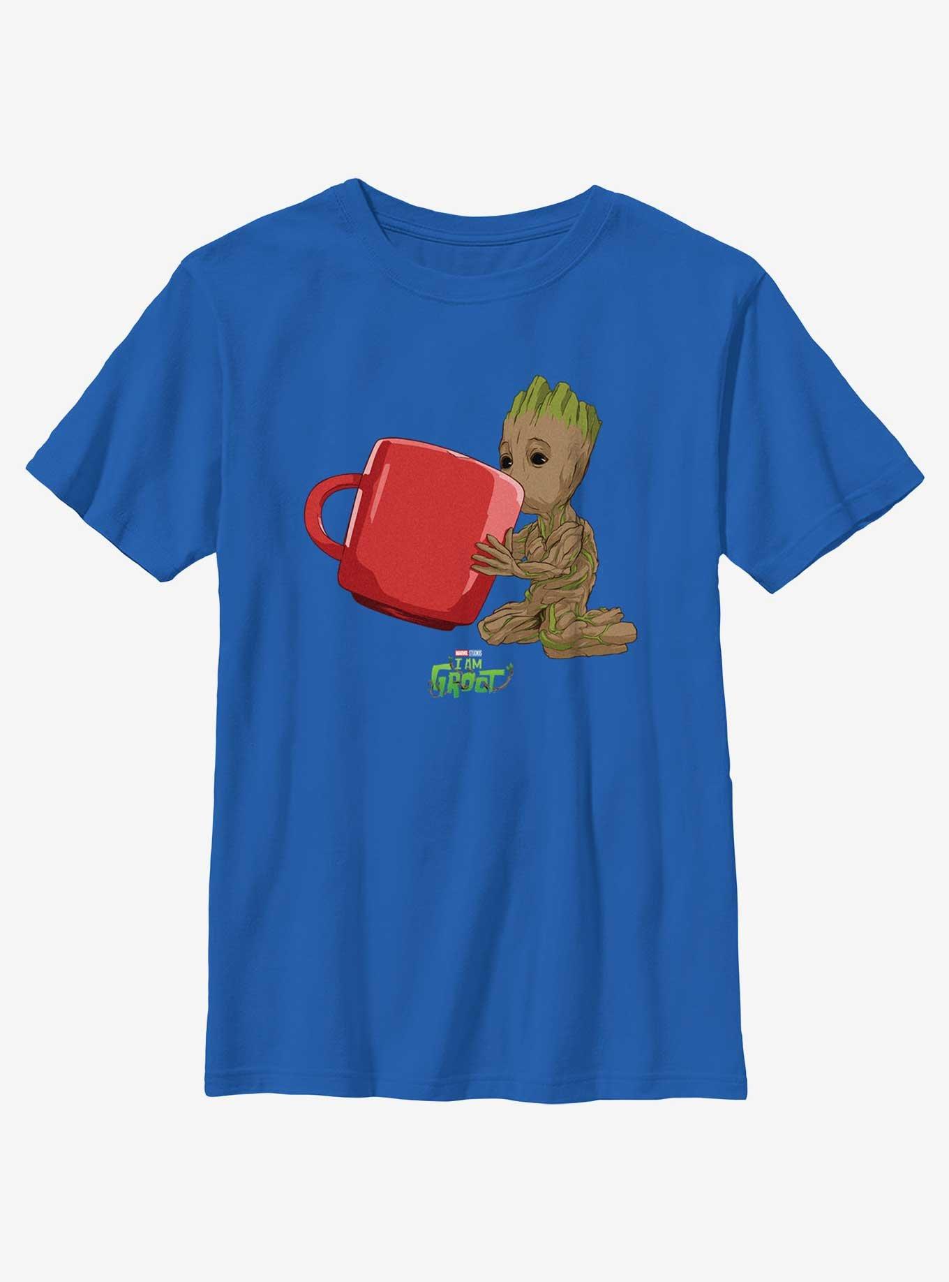 Marvel I Am Groot Drinking Youth T-Shirt, ROYAL, hi-res