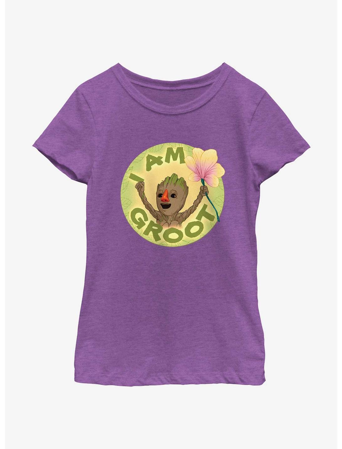 Marvel I Am Groot With Flower Youth Girls T-Shirt, PURPLE BERRY, hi-res