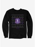 Wednesday Nevermore Christmas Sweater Pattern Sweatshirt, BLACK, hi-res