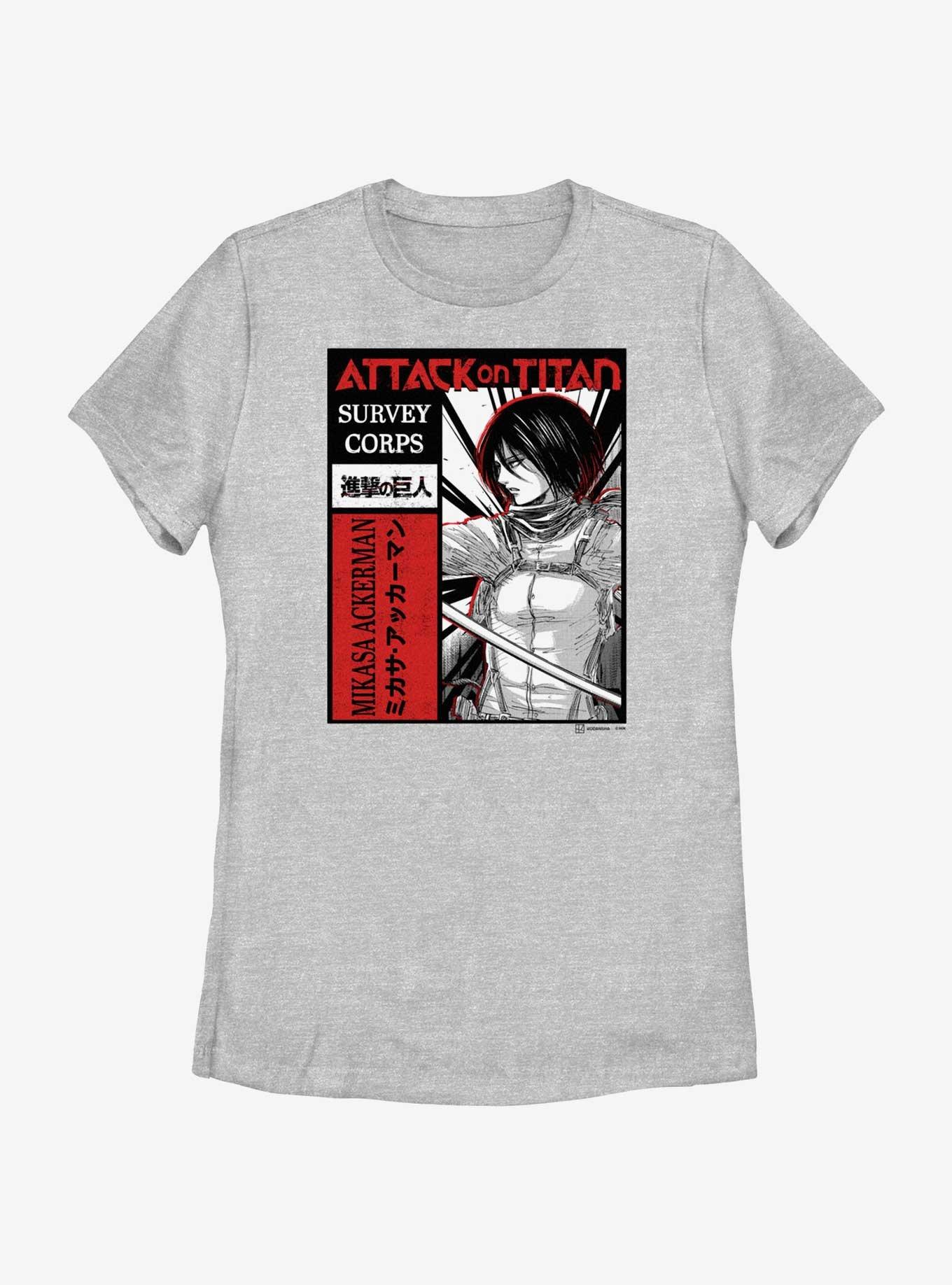 Attack on Titan Survey Corps Mikasa Womens T-Shirt, ATH HTR, hi-res