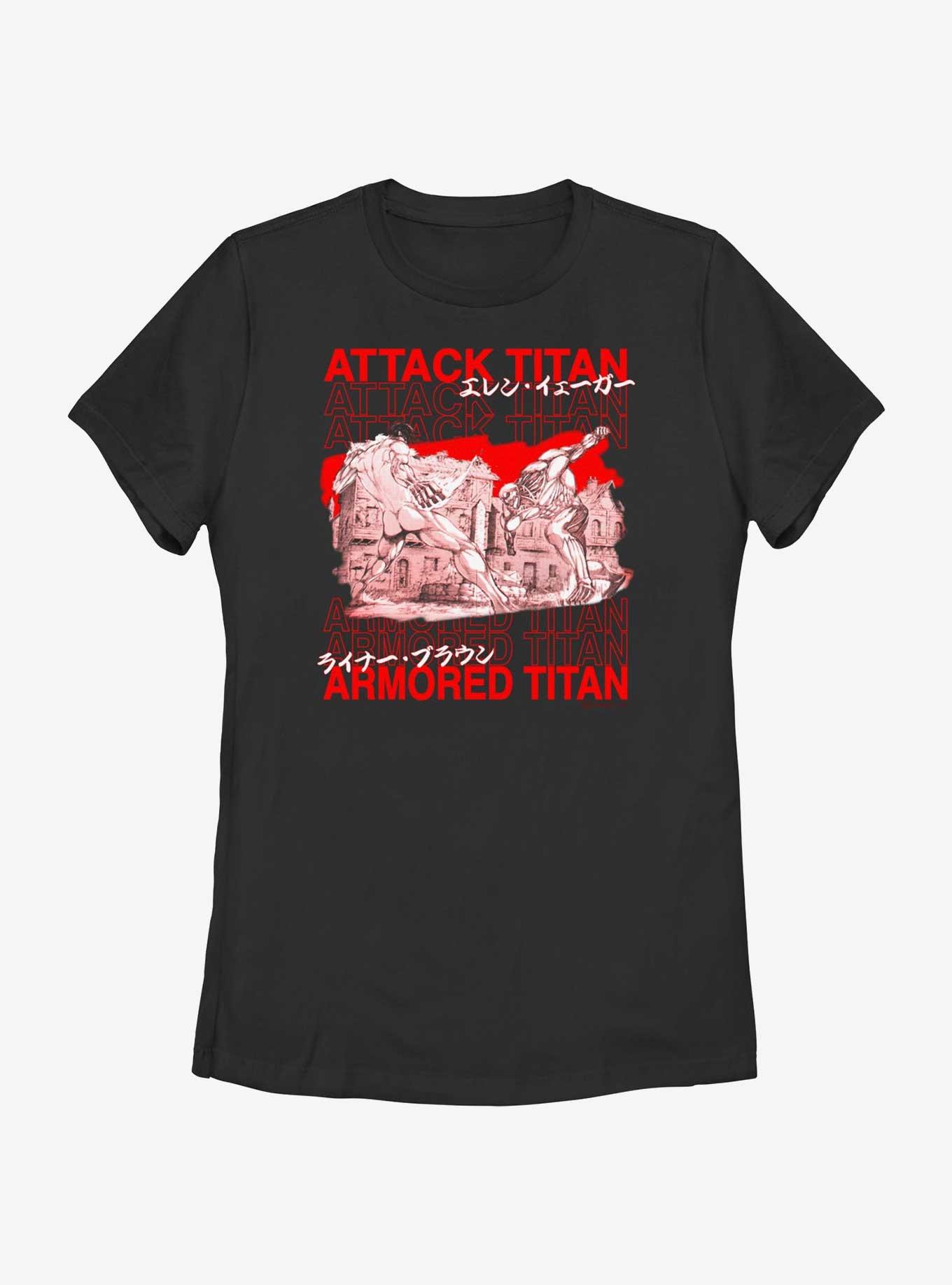 Attack on Titan Attack vs. Armored Womens T-Shirt, BLACK, hi-res