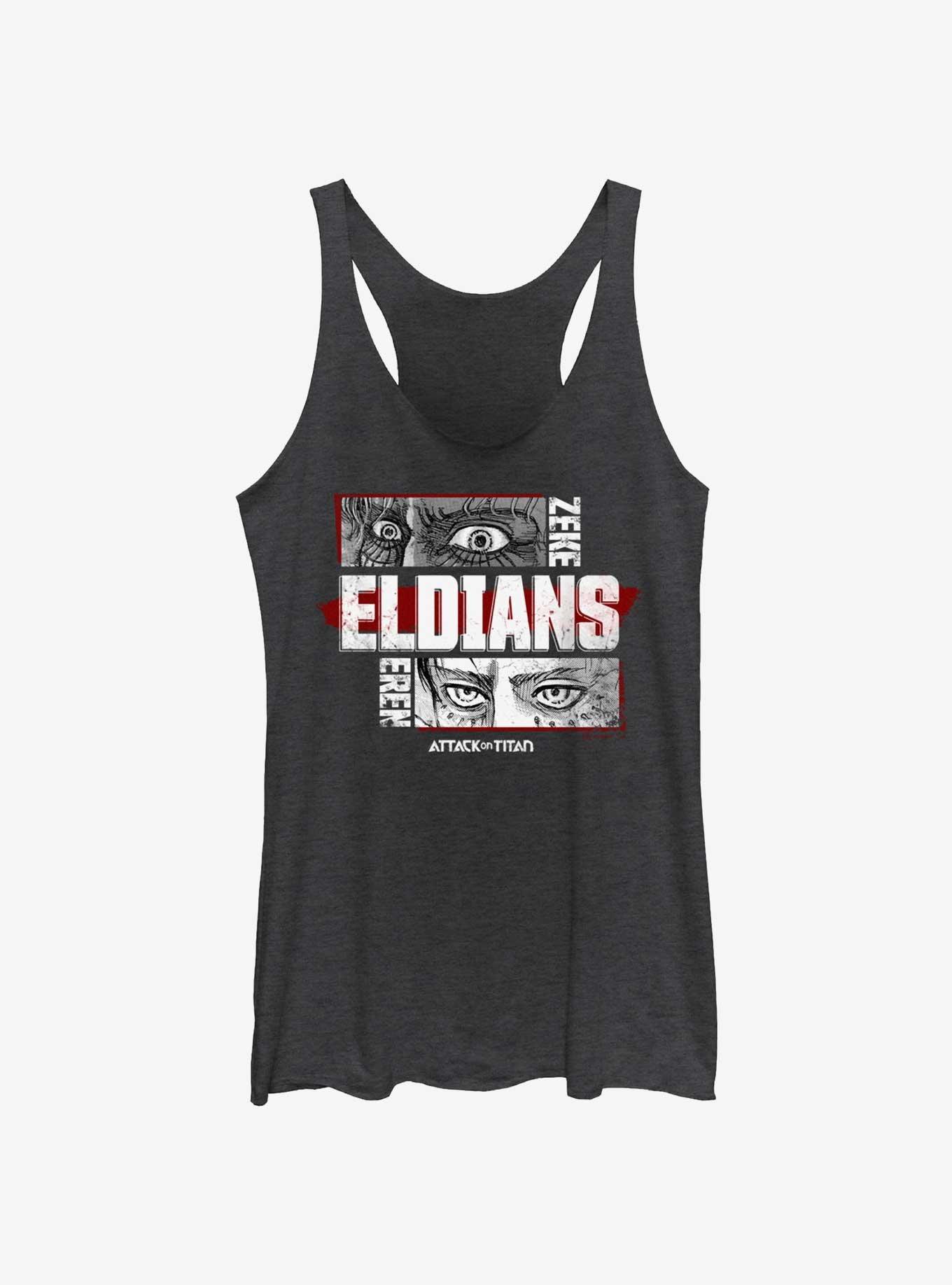 Attack on Titan Eldians Zeke & Eren Womens Tank Top, BLK HTR, hi-res