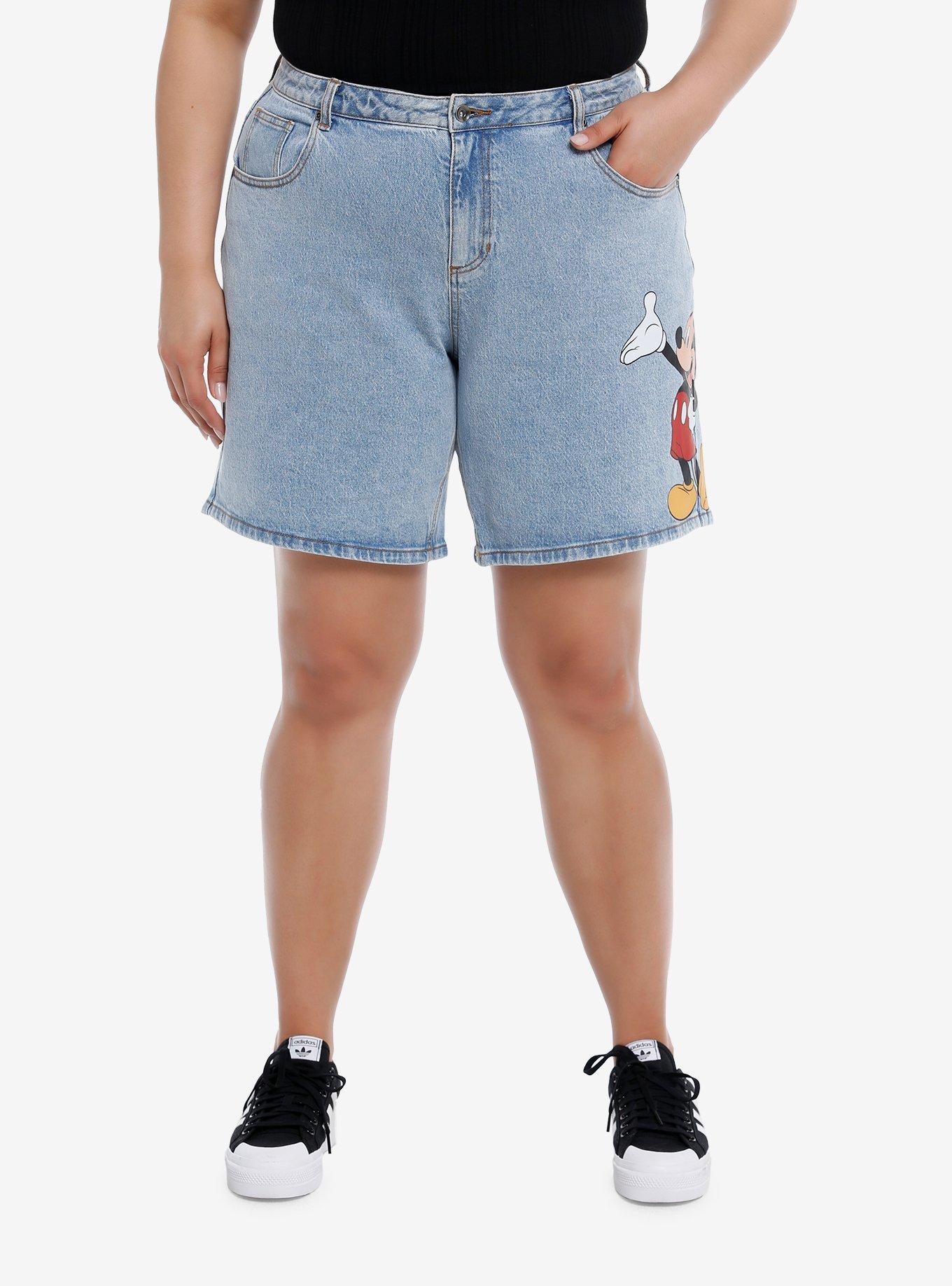 Disney Mickey Mouse Bermuda Jean Shorts Plus Size, LIGHT WASH, hi-res