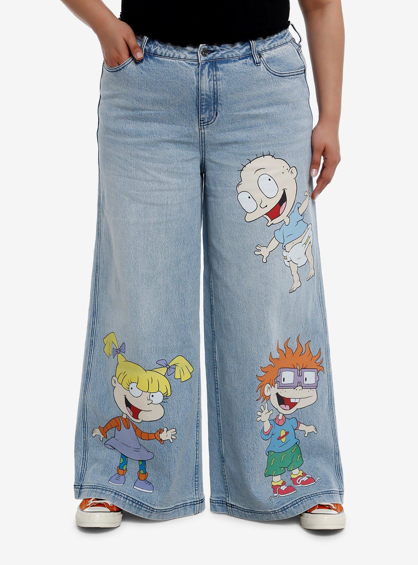 Rugrats Trio Wide Leg Jeans Plus Size, LIGHT WASH, hi-res