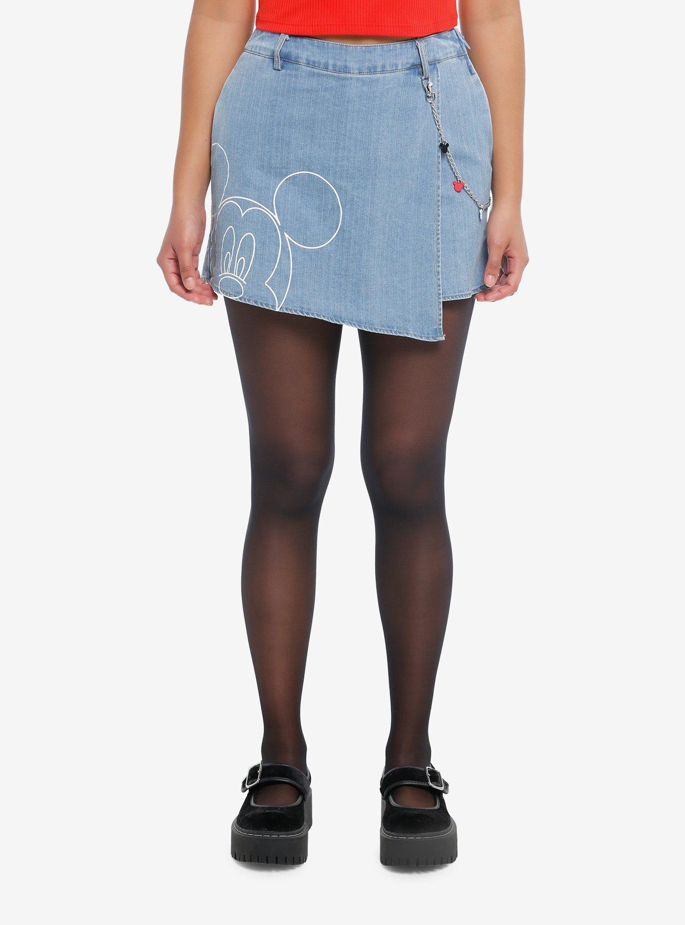 Disney Mickey Mouse Chain Asymmetrical Denim Skort, , hi-res