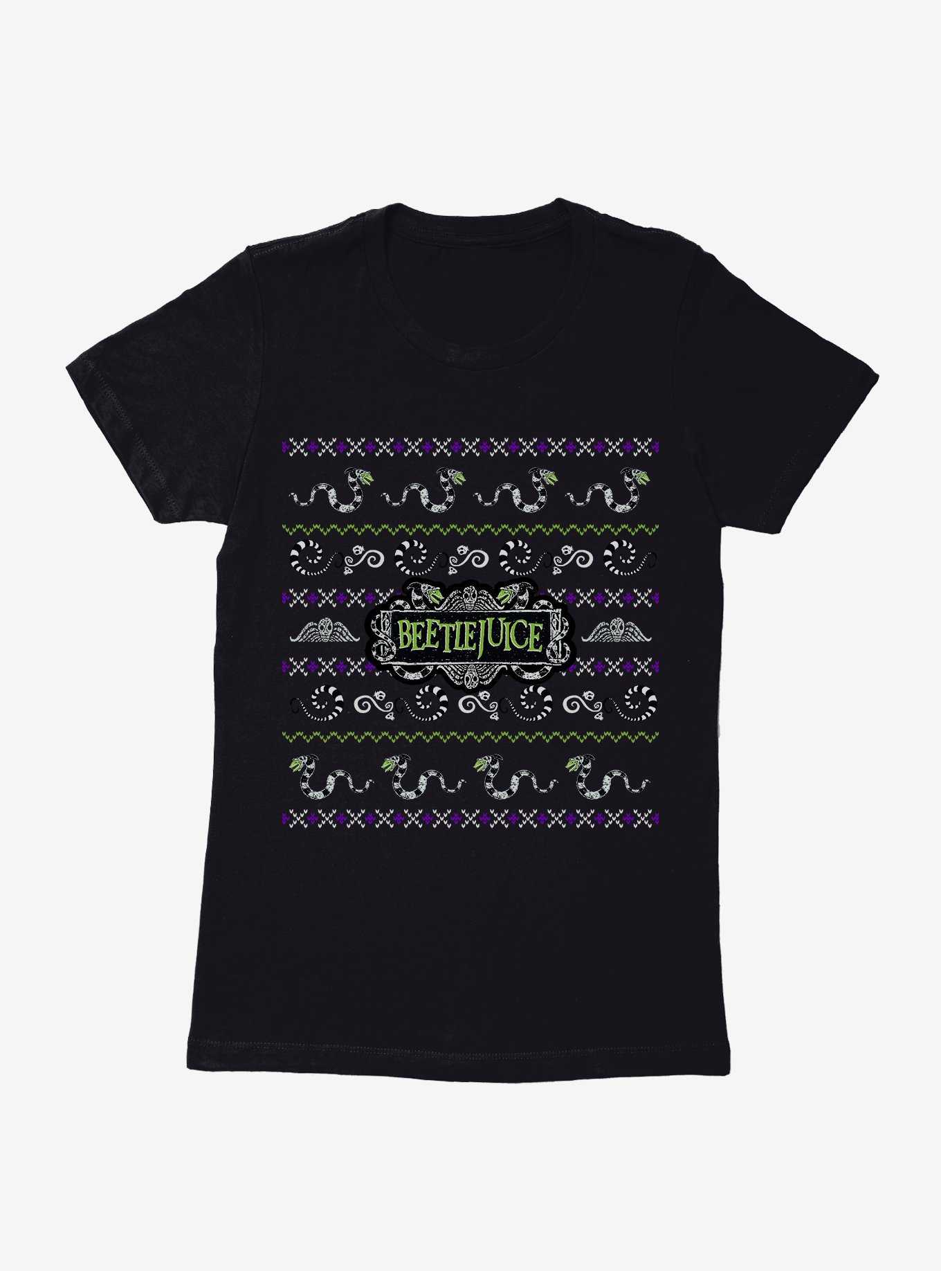 Beetlejuice Ugly Christmas Sweater Pattern Womens T-Shirt, , hi-res