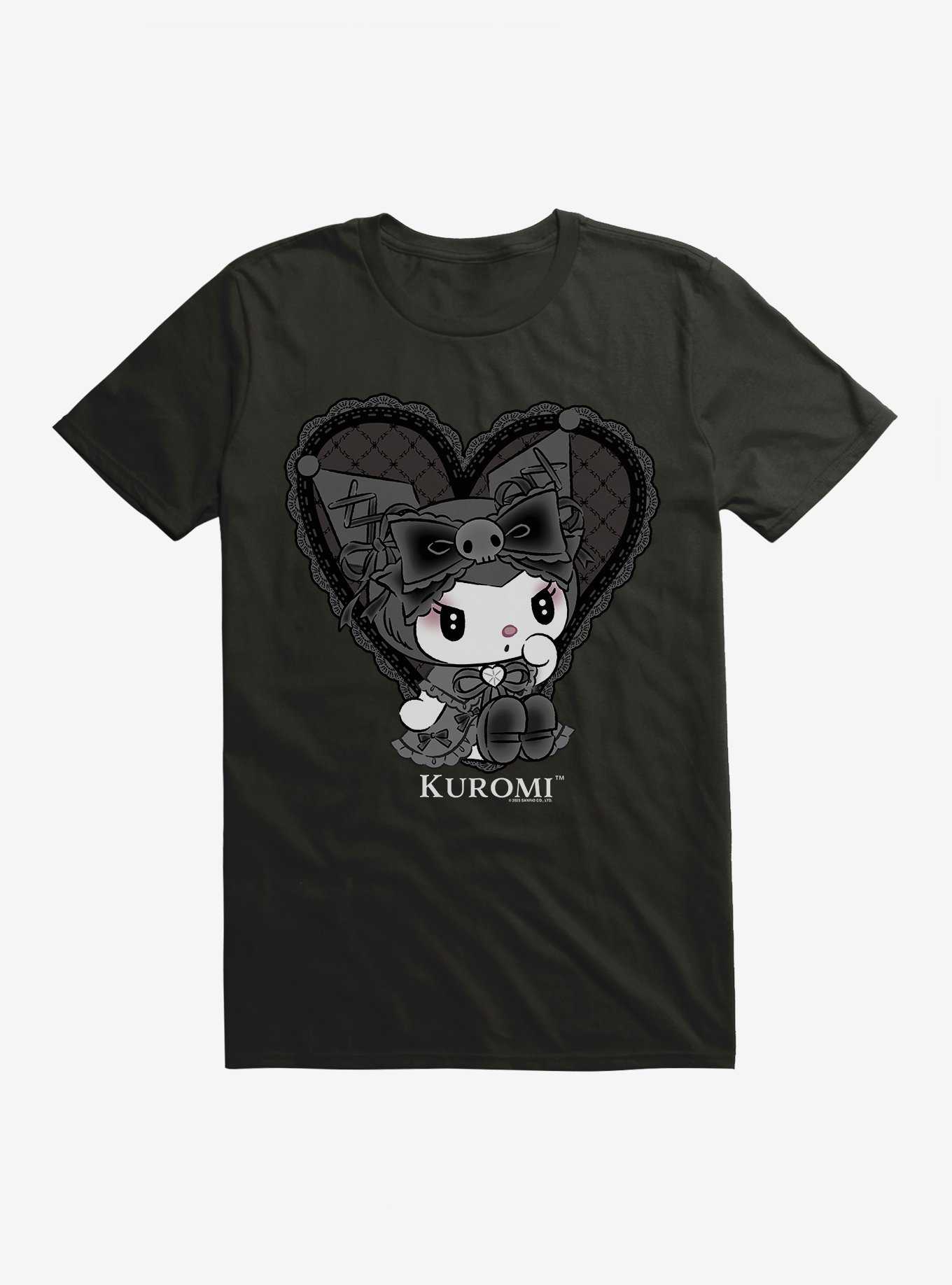 Kuromi Lacey Black Heart T-Shirt, , hi-res