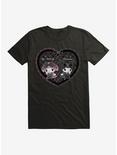 My Melody & Kuromi Black Lacey Heart T-Shirt, BLACK, hi-res