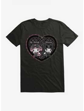 My Melody & Kuromi Black Lacey Heart T-Shirt, , hi-res