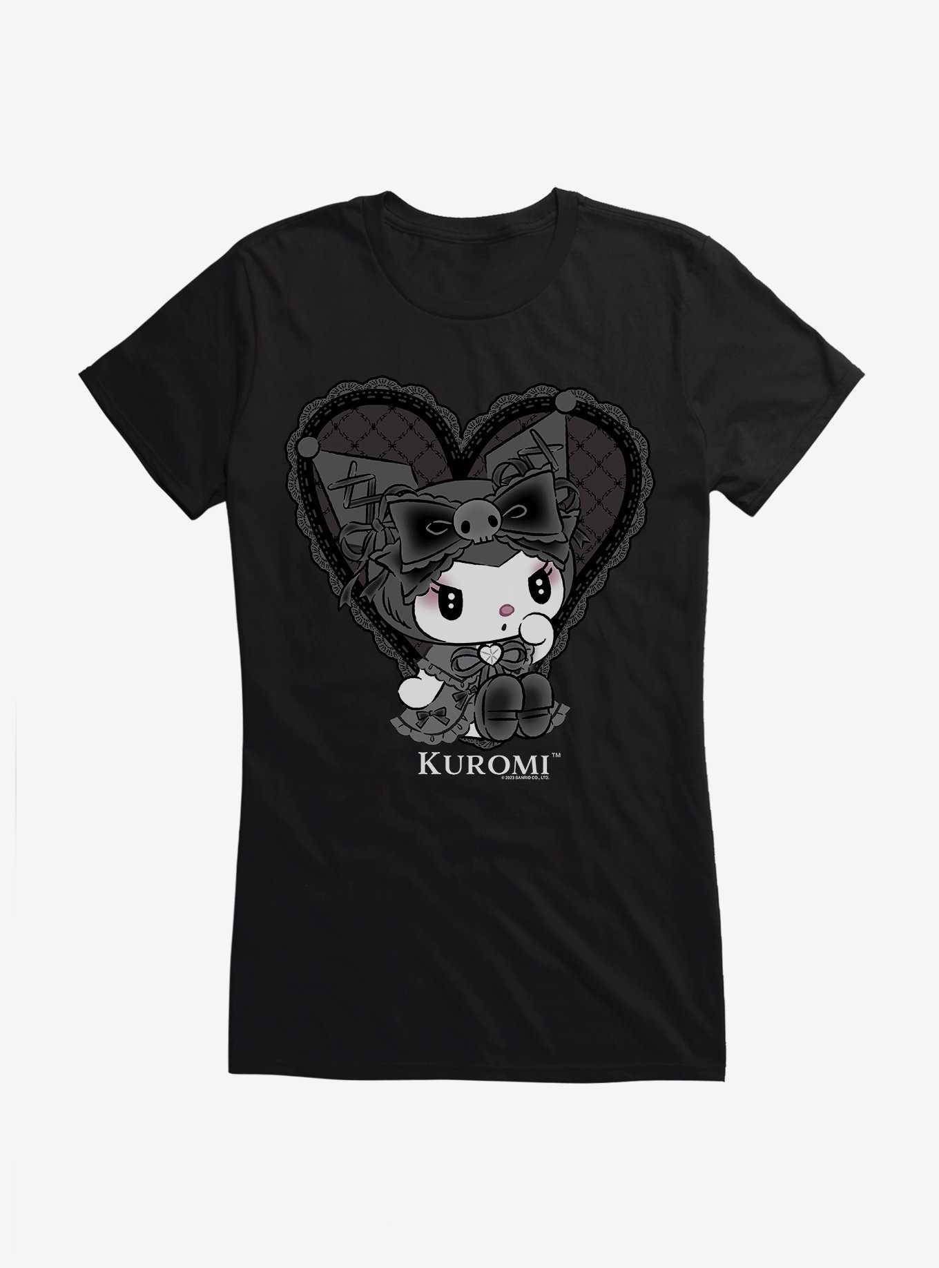 Kuromi Lacey Black Heart Girls T-Shirt, , hi-res