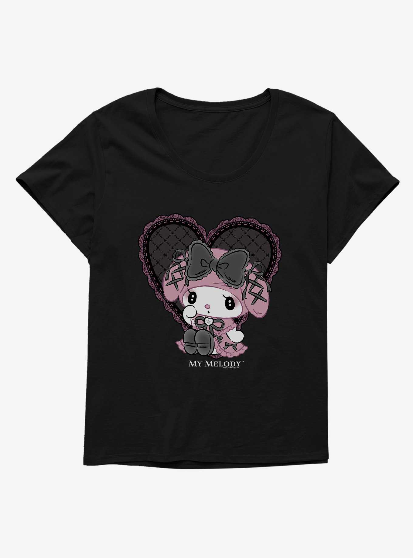 My Melody Lacey Black Heart Girls T-Shirt Plus Size, , hi-res