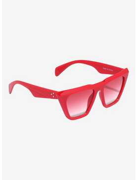 Red Pointed Square Sunglasses, , hi-res