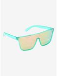 Teal Mirror Shield Sunglasses, , hi-res